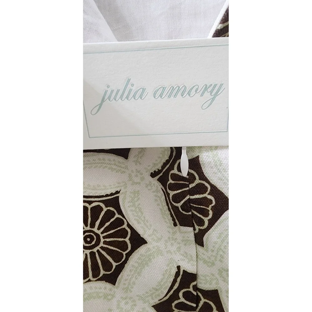 Julia Amory Brown Cream Geometric Floral Block Print Cotton Mini Skirt XS New - Picture 7 of 7